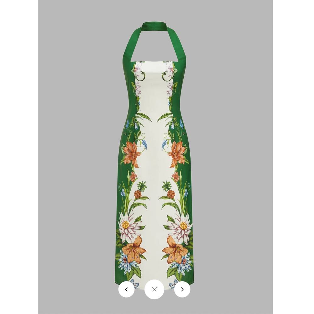 NWT Commense Vintage Botanical Print Halter Midi Dress Sz L - Picture 2 of 5